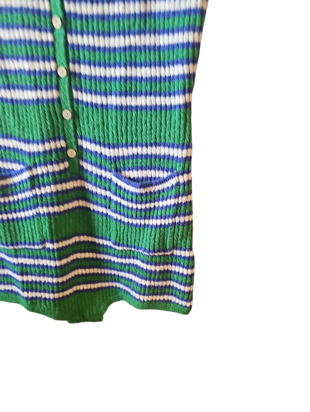 Free People Beach Caroline Knit Playsuit Striped Green, White & Blue Knit Romper - Picture 3 of 6